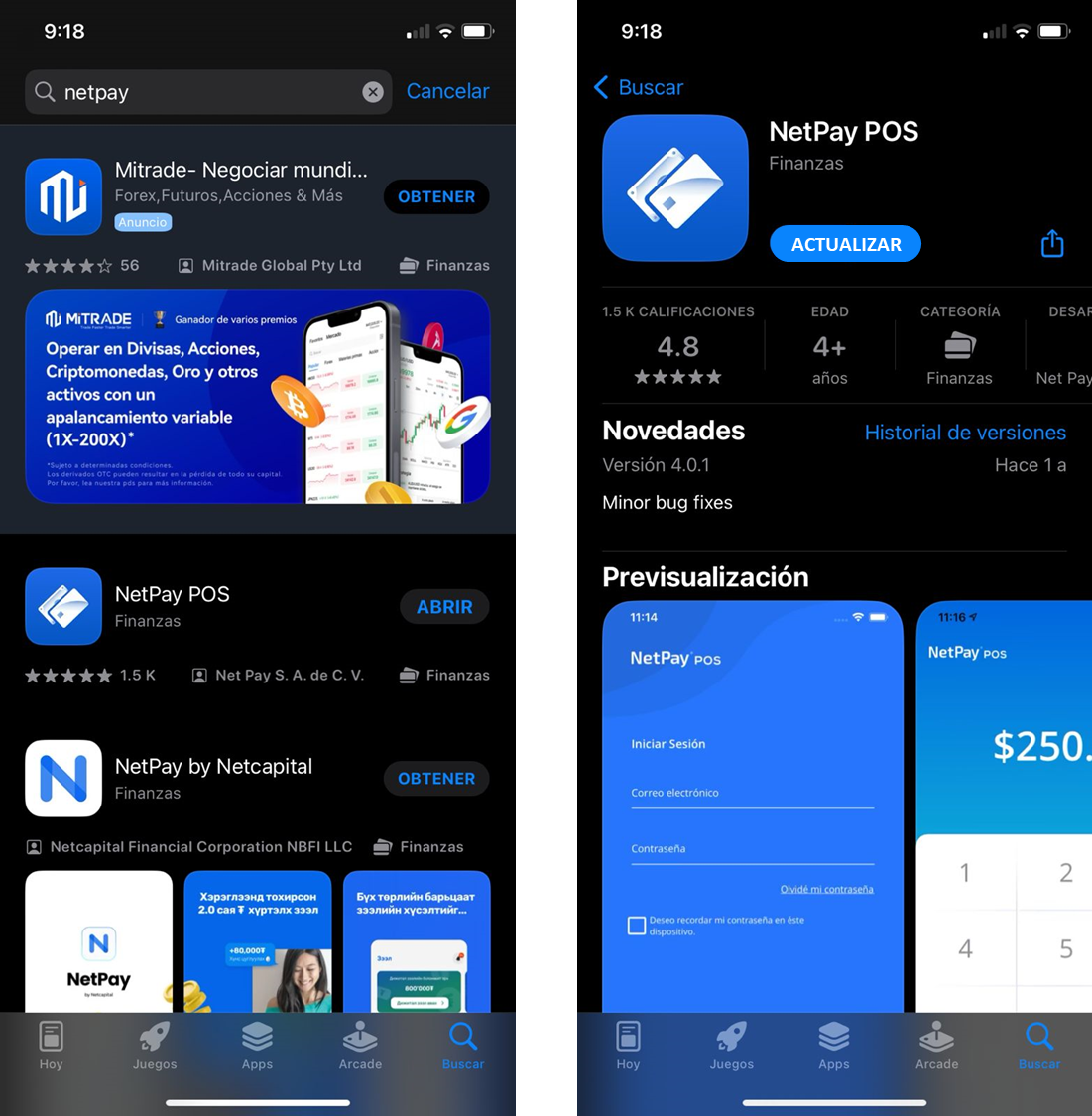 Actualización de versión NetPay POS para Terminal Mini